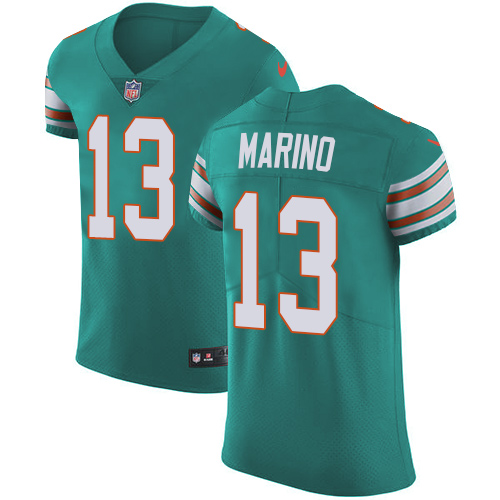 Nike Dolphins #13 Dan Marino Aqua Green Alternate Men's Stitched NFL Vapor Untouchable Elite Jersey - Click Image to Close